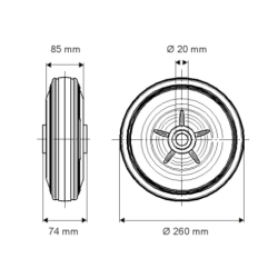 Luftrad Ø 260 mm – Pflasterprofil, 20 mm Bohrung, Campagnole®